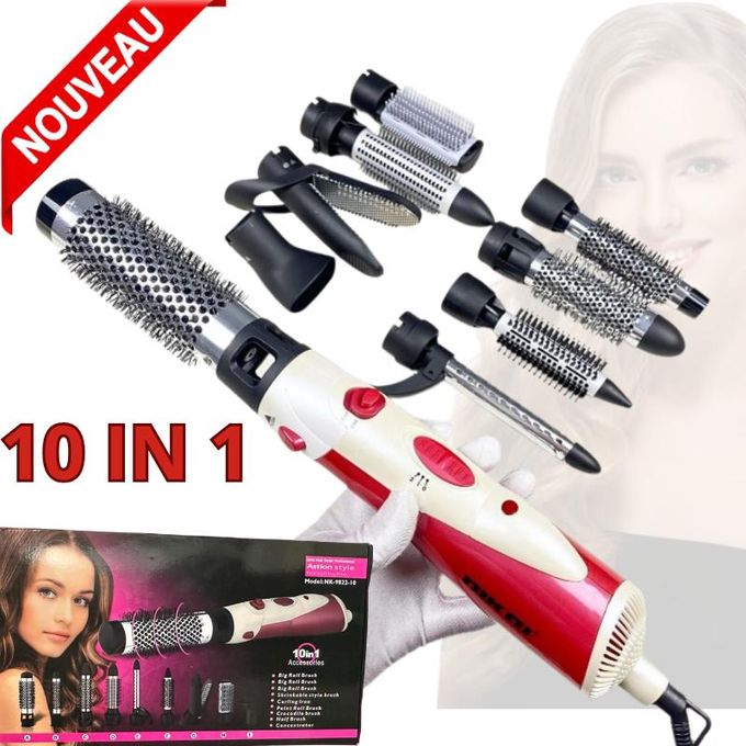 Enzo Seche cheveux Brosse et Volumateur Styler Boucleur Brosse Chauffante Rotative 10-en-1 nk – 9822 – 10
