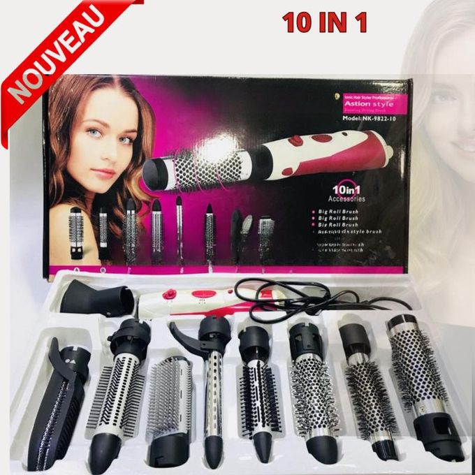 Enzo Seche cheveux Brosse et Volumateur Styler Boucleur Brosse Chauffante Rotative 10-en-1 nk – 9822 – 10