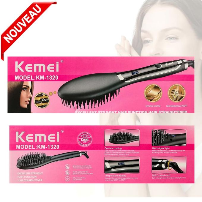 Kemei Brosse à lisser les cheveux - KM-1320 efficace pour le soin des cheveux Max température 750 F