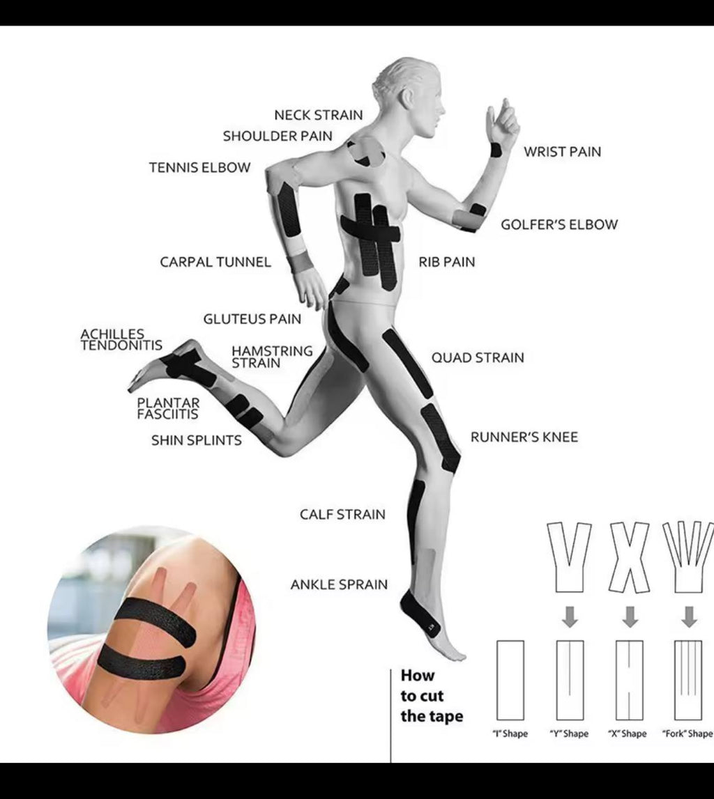 Kinesiology Tape Bande Kiné 5m x 5cm - Ruban Permettant un maintien articulaire et musculaire